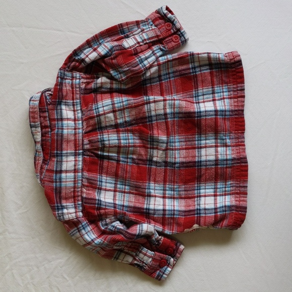 bum equipment plaid cotton flannel button down shirt 12 months baby - Picture 6 of 7